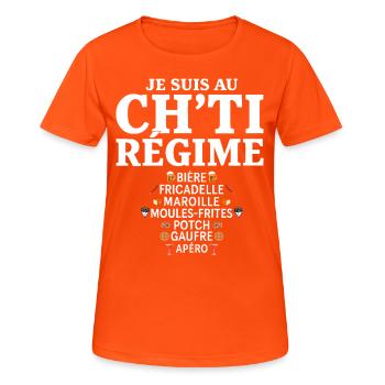 Régime Chti Nordiste Humour Chti - T-shirt respirant Femme - orange néon - Devant - AI Model Female 172 dark (172cm)