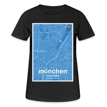 Munich Classic carte de la ville bleue - T-shirt respirant Femme - noir - Devant - AI Model Female 172 light (172cm)