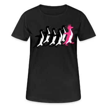 Pinguine Rudel - Frauen T-Shirt atmungsaktiv - Schwarz - Vorne - AI Model Female 172 light (172cm)
