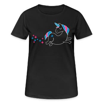 unicorn - Einhorn Sternenstaub - Frauen T-Shirt atmungsaktiv - Schwarz - Vorne - AI Model Female 172 light (172cm)