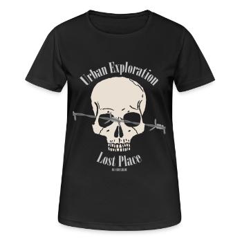 crâne Urbex avec de la publicité - T-shirt respirant Femme - noir - Devant - AI Model Female 172 light (172cm)