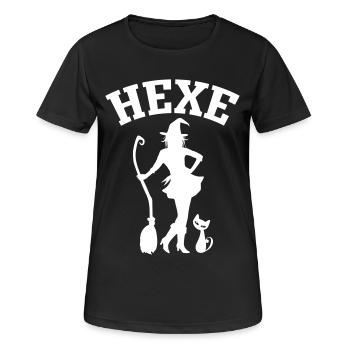Hexe mit Katze CatRina - Frauen T-Shirt atmungsaktiv - Schwarz - Vorne - AI Model Female 172 light (172cm)