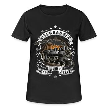 Eisenbahn Eisenbahner - Frauen T-Shirt atmungsaktiv - Schwarz - Vorne - AI Model Female 172 light (172cm)