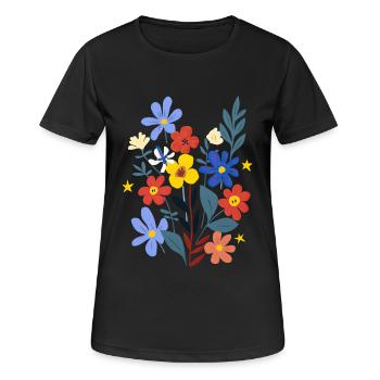 Flower Power - Frauen T-Shirt atmungsaktiv - Schwarz - Vorne - AI Model Female 172 light (172cm)