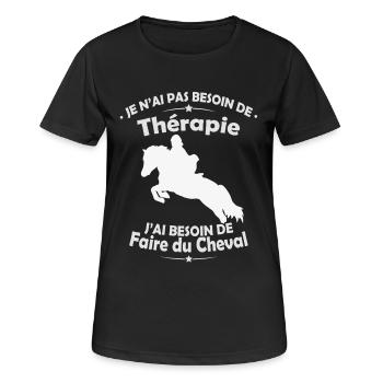 T-shirt Thérapie équitation - Faire du Cheval - T-shirt respirant Femme - noir - Devant - AI Model Female 172 light (172cm)