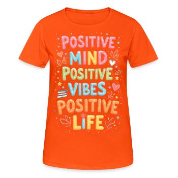 Positivité - T-shirt respirant Femme - orange néon - Devant - AI Model Female 172 dark (172cm)