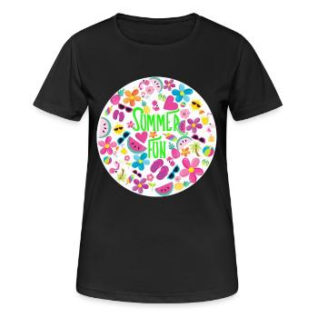 Summer Fun - Frauen T-Shirt atmungsaktiv - Schwarz - Vorne - AI Model Female 172 light (172cm)