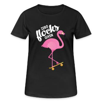 Zero Flocks Given . Flamingo With Skateboard - Frauen T-Shirt atmungsaktiv - Schwarz - Vorne - AI Model Female 172 light (172cm)