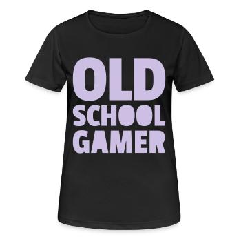 OLDSCHOOL GAMER Design mit freier Farbwahl - Frauen T-Shirt atmungsaktiv - Schwarz - Vorne - AI Model Female 172 light (172cm)