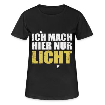 Ich mach hier nur Licht lustiges Lichttechniker - Frauen T-Shirt atmungsaktiv - Schwarz - Vorne - AI Model Female 172 light (172cm)