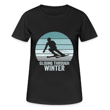 Glisse à travers Winter Skier Vintage Ski - T-shirt respirant Femme - noir - Devant - AI Model Female 172 light (172cm)