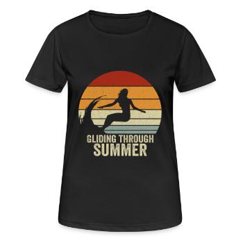 Surf durch den Sommer Vintage Surfing Girl - Frauen T-Shirt atmungsaktiv - Schwarz - Vorne - AI Model Female 172 light (172cm)