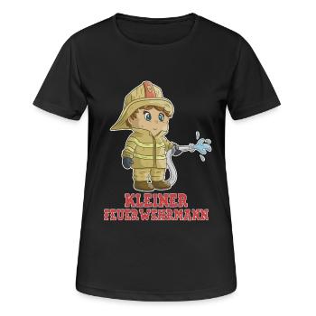 kleiner Feuerwehrmann Jungen Feuerwehr - Frauen T-Shirt atmungsaktiv - Schwarz - Vorne - AI Model Female 172 light (172cm)