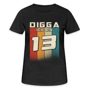 Digga ich bin 13 Jahre Junge 13. Geburtstag Retro - Frauen T-Shirt atmungsaktiv - Schwarz - Vorne - AI Model Female 172 light (172cm)