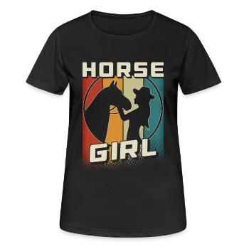 Horse Girl Pferdemädchen Pferdereiten Reiterin - Frauen T-Shirt atmungsaktiv - Schwarz - Vorne - AI Model Female 172 light (172cm)