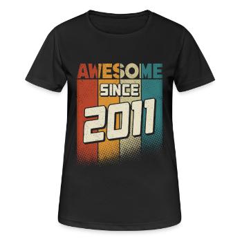 Awesome since 2011 Mädchen Junge 13. Geburtstag - Frauen T-Shirt atmungsaktiv - Schwarz - Vorne - AI Model Female 172 light (172cm)