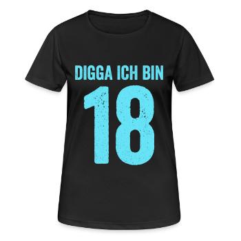 Blau Digga Ich Bin 18 Jahre Junge 18. Geburtstag - Frauen T-Shirt atmungsaktiv - Schwarz - Vorne - AI Model Female 172 light (172cm)