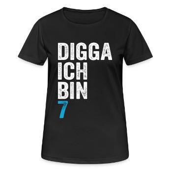 Digga J’ai 7e anniversaire garçon 7e anniversaire - T-shirt respirant Femme - noir - Devant - AI Model Female 172 light (172cm)