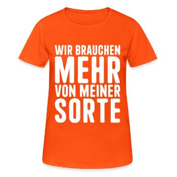 Nous avons besoin de plus de ce genre de trucs drôles - T-shirt respirant Femme - orange néon - Devant - AI Model Female 172 dark (172cm)