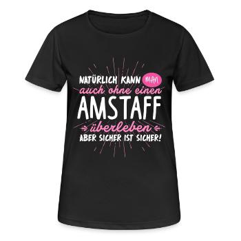 Niemals ohne AMERICAN STAFFORD - Frauen T-Shirt atmungsaktiv - Schwarz - Vorne - AI Model Female 172 light (172cm)