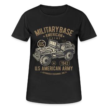 Jeep militaire américaine. Jeep American Army. - T-shirt respirant Femme - noir - Devant - AI Model Female 172 light (172cm)