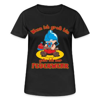 CD - Wenn ich groß bin gehe ich zur Feuerwehr - - Frauen T-Shirt atmungsaktiv - Schwarz - Vorne - AI Model Female 172 light (172cm)