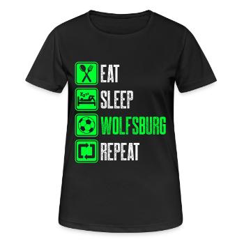 Repeat Wolfsburg - Frauen T-Shirt atmungsaktiv - Schwarz - Vorne - AI Model Female 172 light (172cm)