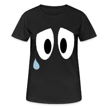 Smiley Augen Traurig - Frauen T-Shirt atmungsaktiv - Schwarz - Vorne - AI Model Female 172 light (172cm)