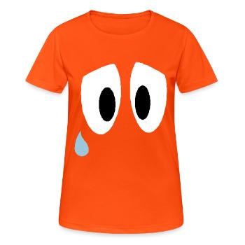 Smiley Augen Traurig - Frauen T-Shirt atmungsaktiv - Neonorange - Vorne - AI Model Female 172 dark (172cm)