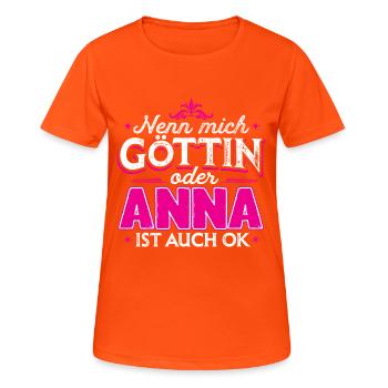 ANNA - Göttin - Frauen T-Shirt atmungsaktiv - Neonorange - Vorne - AI Model Female 172 dark (172cm)