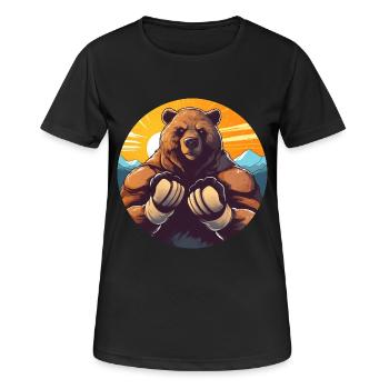 Bär Fitness Training Boxen Boxer Sunset - Frauen T-Shirt atmungsaktiv - Schwarz - Vorne - AI Model Female 172 light (172cm)