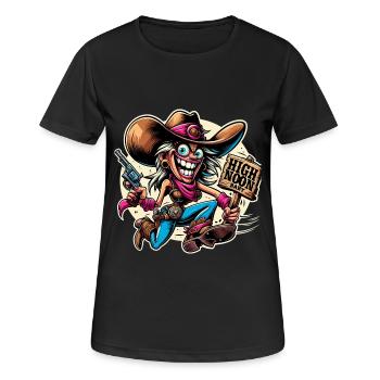 Dessin animé du Far West - Conception de bébé à midi - T-shirt respirant Femme - noir - Devant - AI Model Female 172 light (172cm)