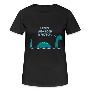 Nessie / Illustration - Frauen T-Shirt atmungsaktiv - Schwarz - Vorne - AI Model Female 172 light (172cm)