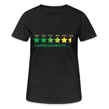 Campeão do mundo Brasil carregamento... - Frauen T-Shirt atmungsaktiv - Schwarz - Vorne - AI Model Female 172 light (172cm)