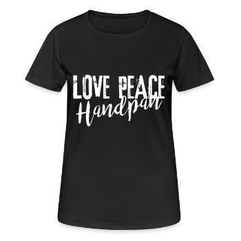 LOVE PEACE Handpan white - Frauen T-Shirt atmungsaktiv - Schwarz - Vorne - AI Model Female 172 light (172cm)