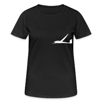 Le Ventus 17,6m. Pilote de planeur planeur - T-shirt respirant Femme - noir - Devant - AI Model Female 172 light (172cm)
