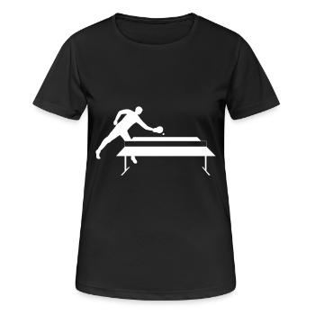 Player at table tennis table - Women's Breathable T-Shirt - black - Front - AI Model Female 172 light (172cm)