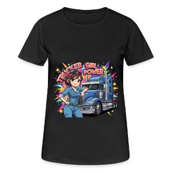 Trucker Girl Power - Frauen T-Shirt atmungsaktiv - Schwarz - Vorne - AI Model Female 172 light (172cm)