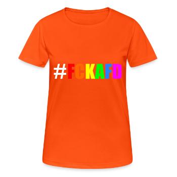 Fck afd - Frauen T-Shirt atmungsaktiv - Neonorange - Vorne - AI Model Female 172 dark (172cm)