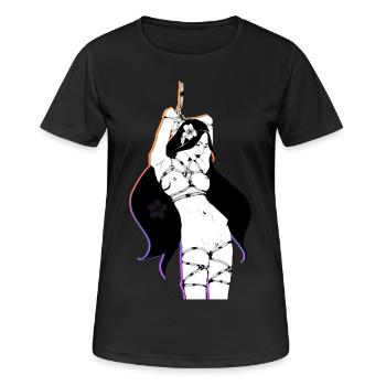 Shibari - Frauen T-Shirt atmungsaktiv - Schwarz - Vorne - AI Model Female 172 light (172cm)