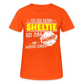 SHELTIE - Mond - Frauen T-Shirt atmungsaktiv - Neonorange - Vorne - AI Model Female 172 dark (172cm)