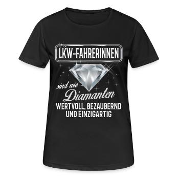 LKW-FAHRERINNEN - DM - Frauen T-Shirt atmungsaktiv - Schwarz - Vorne - AI Model Female 172 light (172cm)