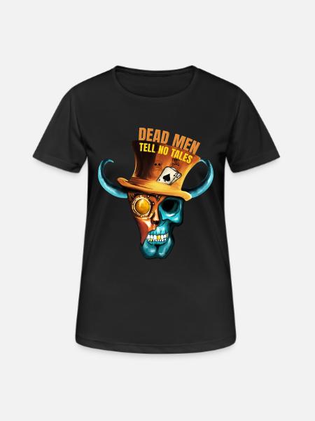 Crâne de pirate Steampunk - Art peint à la main - T-shirt respirant Femme - noir