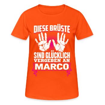 MARCO - Brüste - Frauen T-Shirt atmungsaktiv - Neonorange - Vorne - AI Model Female 172 dark (172cm)