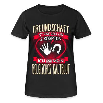 BELGISCHES-KALTBLUT - 3 - Frauen T-Shirt atmungsaktiv - Schwarz - Vorne - AI Model Female 172 light (172cm)