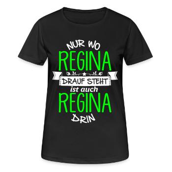 REGINA die Echte - Frauen T-Shirt atmungsaktiv - Schwarz - Vorne - AI Model Female 172 light (172cm)