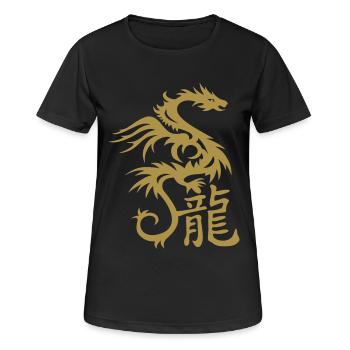 Dragon avec caractères chinois - T-shirt respirant Femme - noir - Devant - AI Model Female 172 light (172cm)