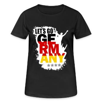Germany - Deutschland Fußball - Frauen T-Shirt atmungsaktiv - Schwarz - Vorne - AI Model Female 172 light (172cm)