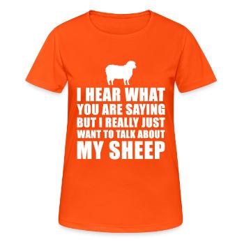 Lustige Schafe Geschenk-Idee - Frauen T-Shirt atmungsaktiv - Neonorange - Vorne - AI Model Female 172 dark (172cm)
