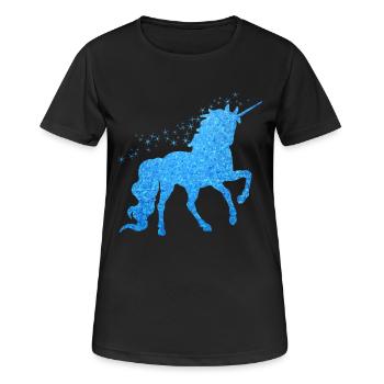 La licorne pailleté bleu - T-shirt respirant Femme - noir - Devant - AI Model Female 172 light (172cm)